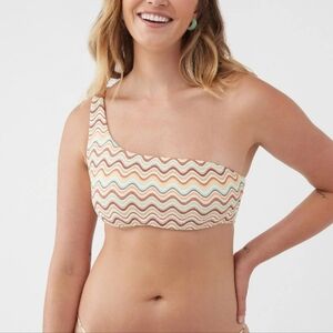 O'Neill Lagoon One Shoulder Striped Bandeau Bikini Swimsuit Top